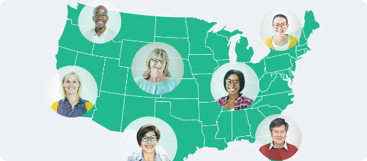 GCAmericaProfiles Map of America with profile photos of users in different states